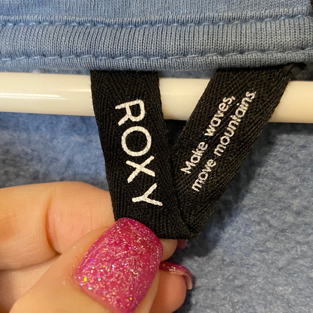 ROXY Blue Zip Hoodie Sweatshirt Large Athleisure - Picture 2 of 6